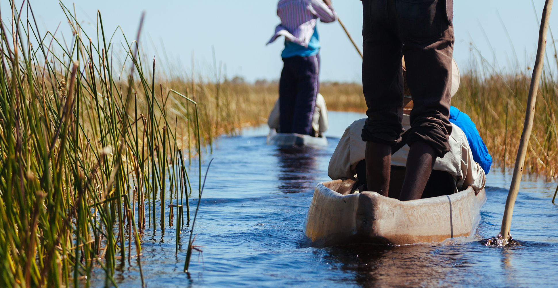 Mokoro boats allow for transportation on the Okavango Delta, Botswana
