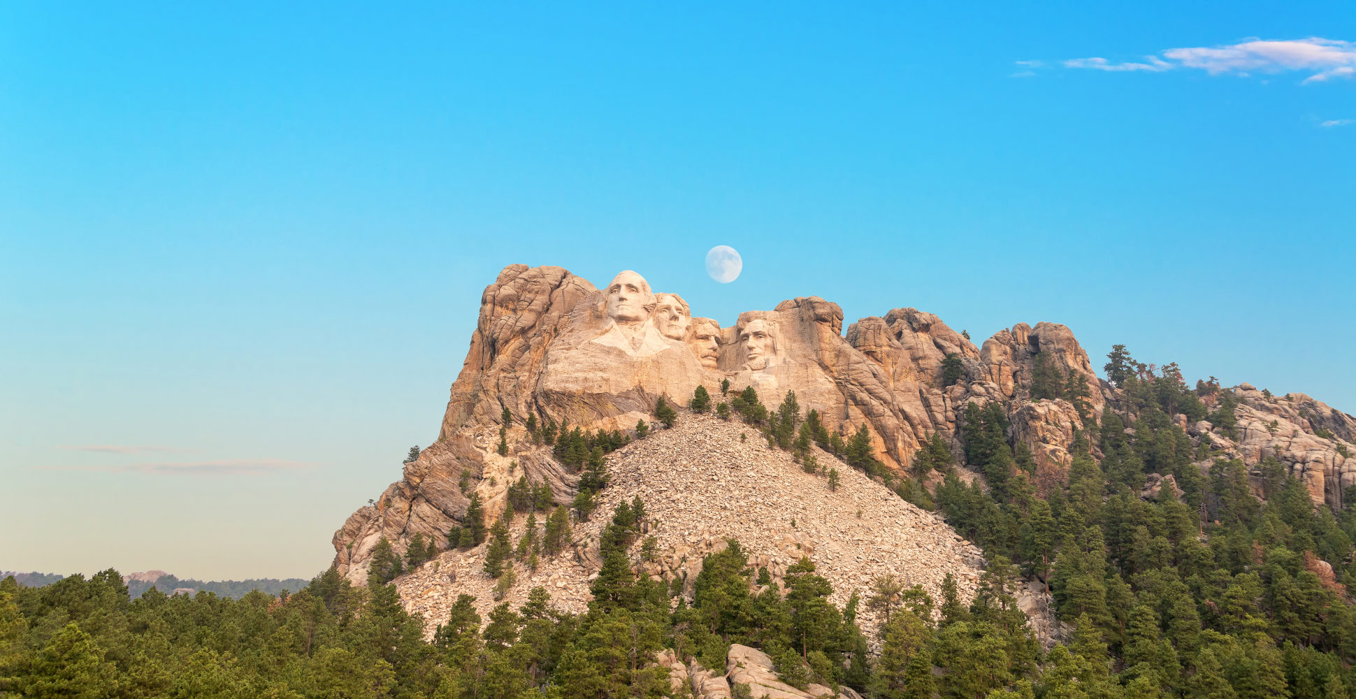 Moon Rising over Mount Rushmore National Memorial