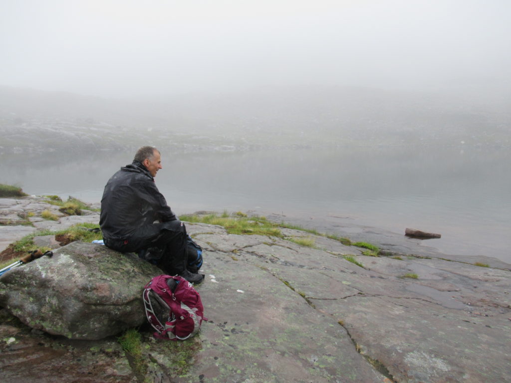 The fog closed in right after we saw the waterfall at the head of the loch in the Torridon Hills