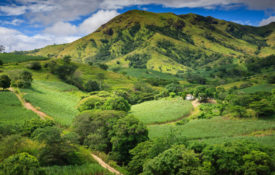 Sun and clouds play over the lush green of Viti Levu Fiji