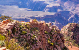 Looking down the Bright Angel Trail at Grand Canyon National Park