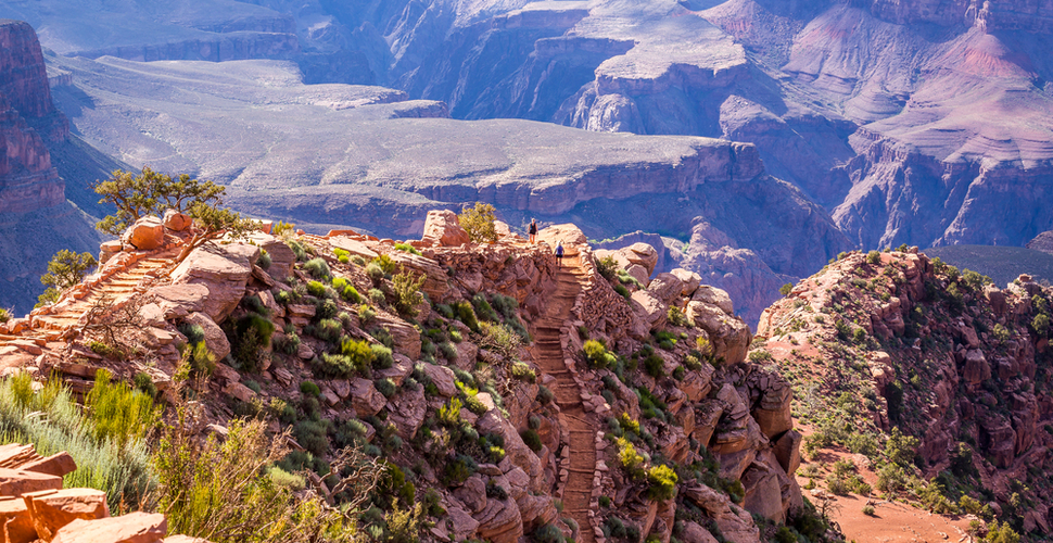Looking down the Bright Angel Trail at Grand Canyon National Park
