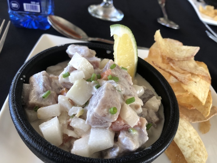 Traditional dish of raw fish called oka in Samoa