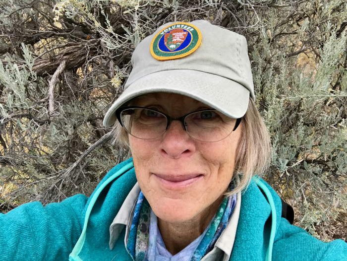 Botanist Susan Tweit takes a selfie in Yellowstone National Park