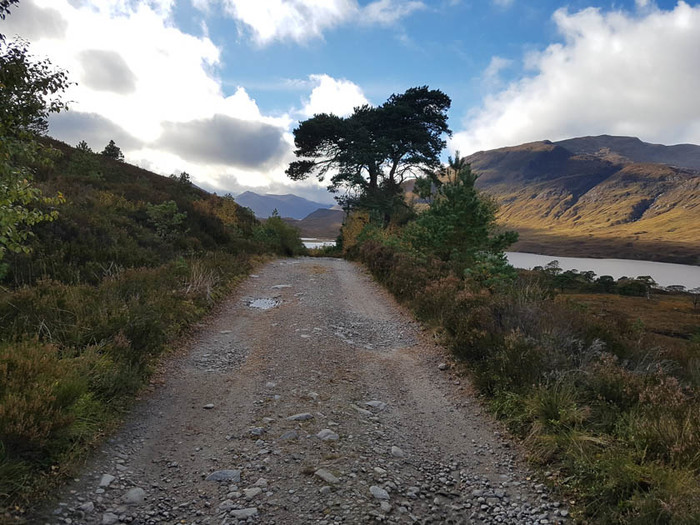 A quiet road perfect for walking skirts Glen Affric
