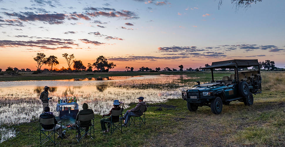 Dining on the banks of the Okavango Delta