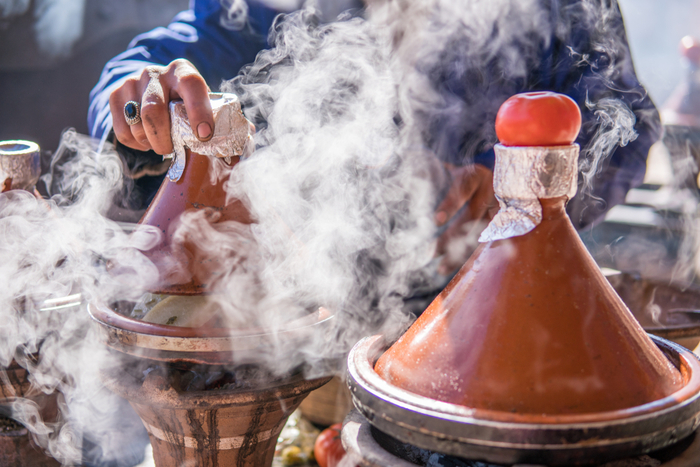 Steaming tagine dish