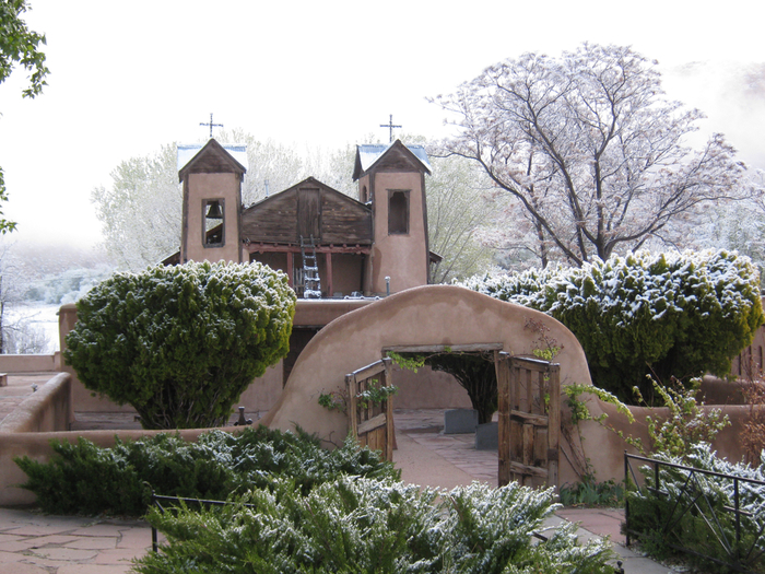 The Chimayo Chapel with a dusting of snow