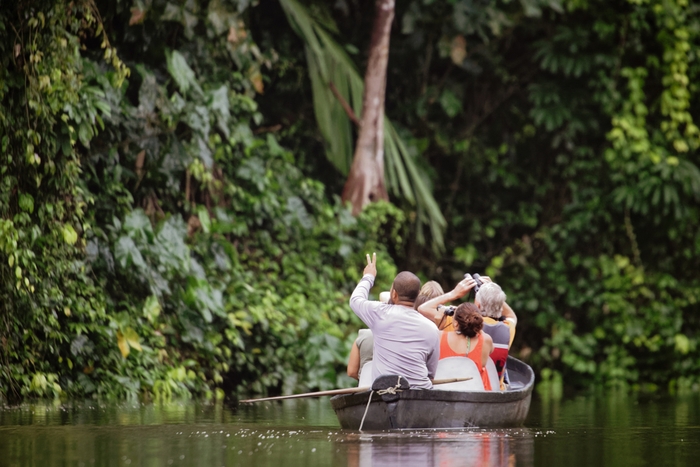 Tourists in a boat in Costa Rica