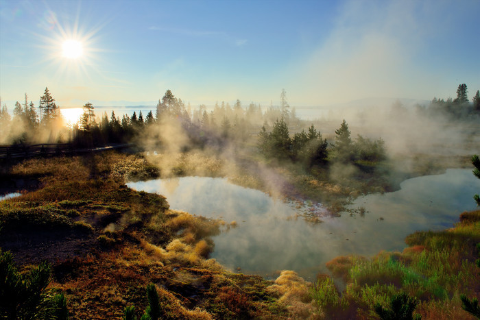 West Thumb area at sunrise, Yellowstone National Park