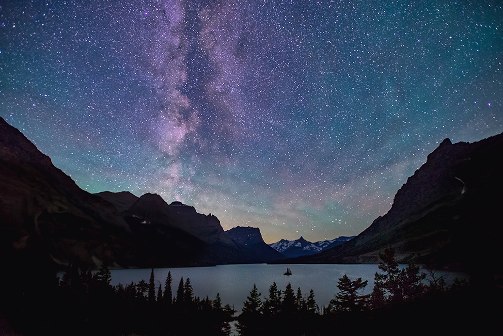 Milky Way over Lake MacDonald in Glacier National Park, Montana.