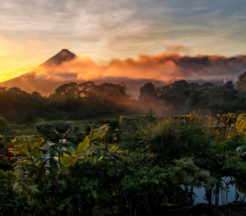 Costa Rica sits in a lovely morning fog as the sun rises