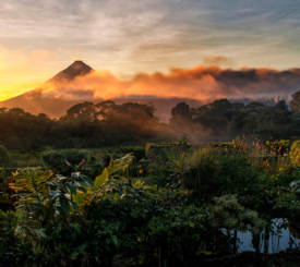 Costa Rica sits in a lovely morning fog as the sun rises