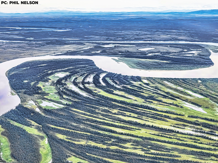 A view from the skies, while flying over a floodplain in the Alaskan wilderness