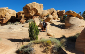 Katie and her husband in the Devils Garden