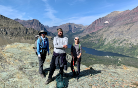Ryan Smith with fellow travelers in the Rocky Mountains