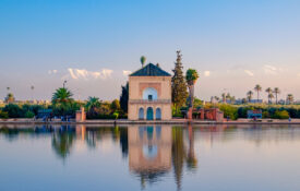 View of Menara Gardens in Marrakech, Morocco