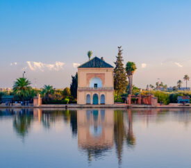 View of Menara Gardens in Marrakech, Morocco