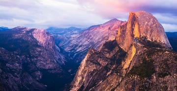 sunrise at half dome in yosemite national park