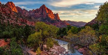 colorful virgin river in beautiful zion national park utah