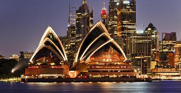 the sydney opera house at night